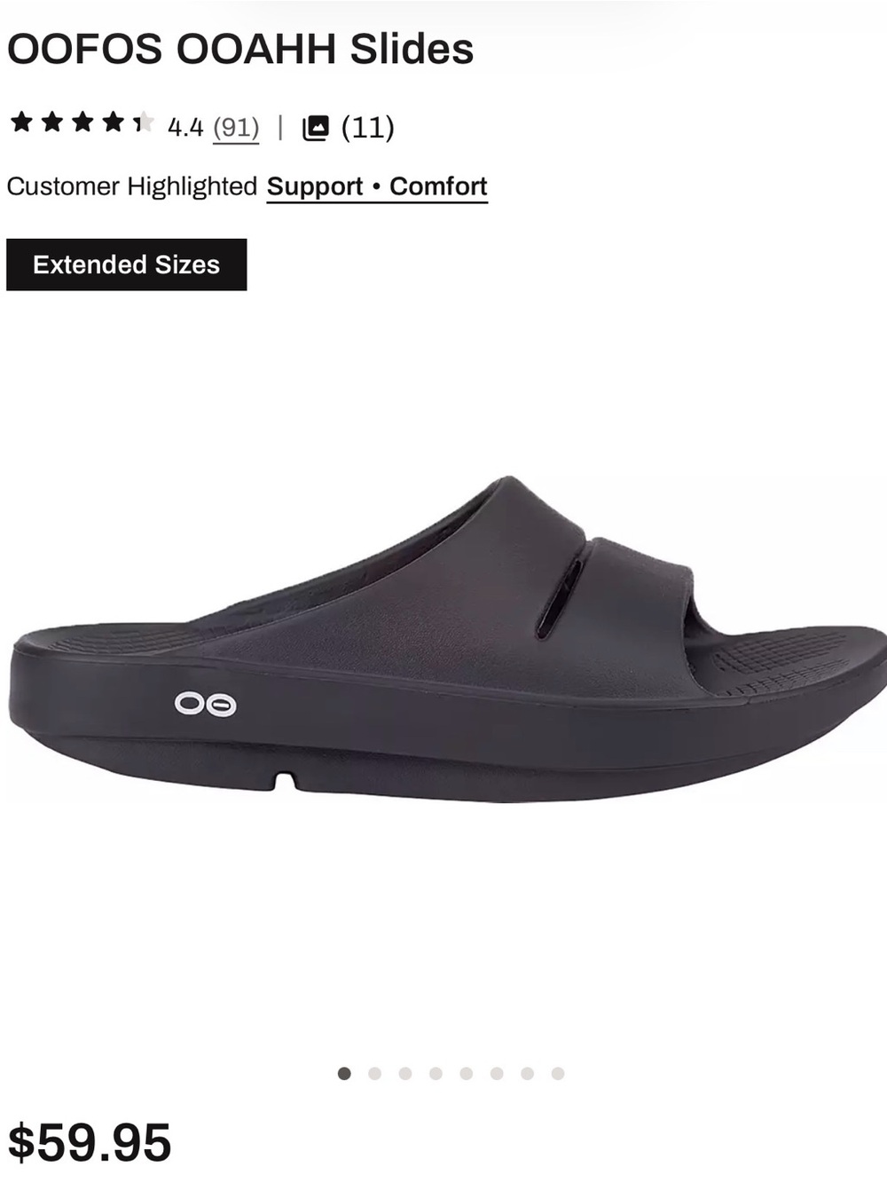 OOFOS OOahh Slide Sandal in Black